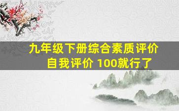 九年级下册综合素质评价自我评价 100就行了